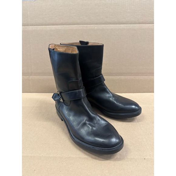 Fratelli Rossetti Patented Buckle Leather Ankle Boots Black Men's Size 42‎ EU